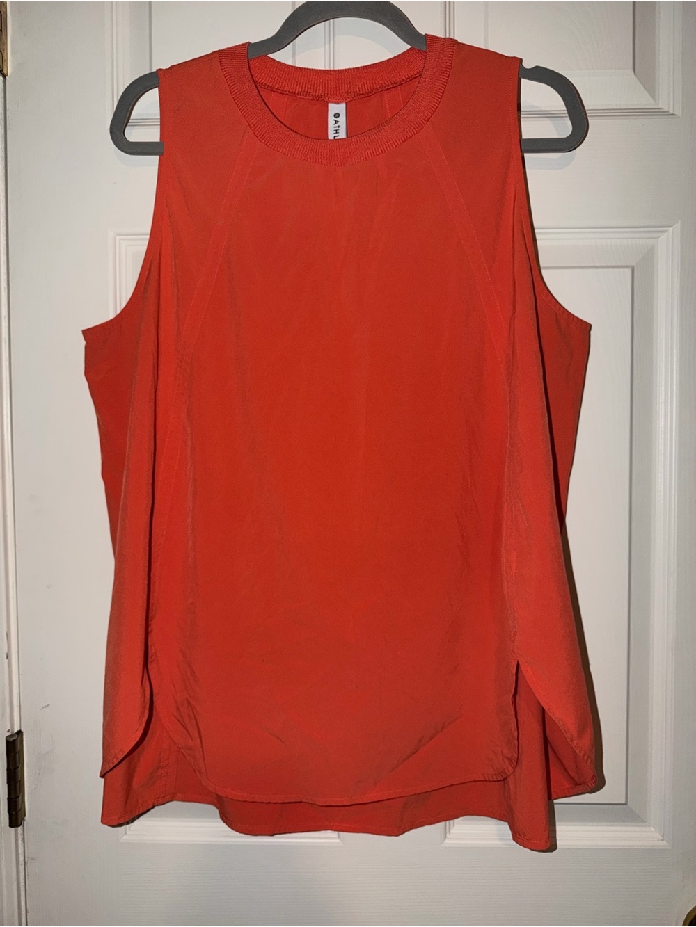 Athleta Red-Coral Sleeveless Layered Workout Tank